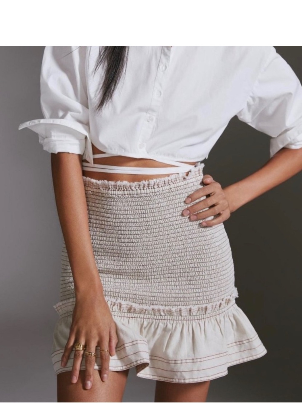 Anthropologie Pilcro Smocked Mini Skirt
